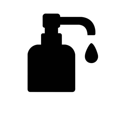 Beyaz arkaplanda siyah yassı antiseptik dezenfektan simgesi.