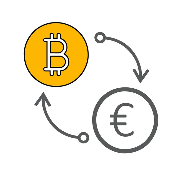 Плоская Иконка Обмена Валюты Евро Биткоин Изолирована Белом Фоне — стоковое фото