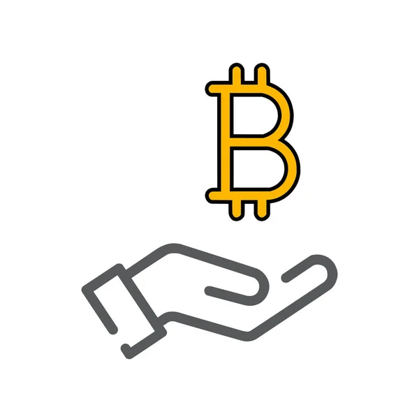 Mano Plana Sosteniendo Icono Bitcoin Aislado Sobre Fondo Blanco —  Fotos de Stock