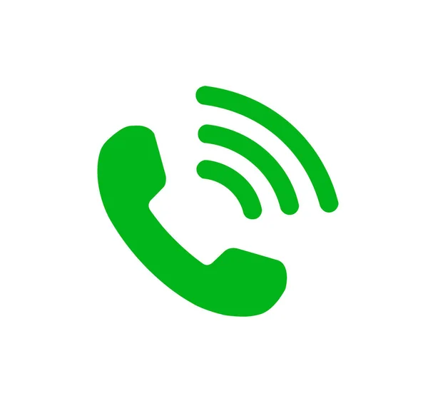 Зеленый Плоский Значок Телефонной Трубки Изолирован Белом Фоне — стоковое фото