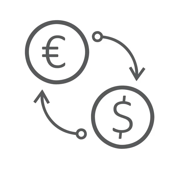 Icona Piatta Cambio Valuta Euro Usd Isolato Sfondo Bianco — Foto Stock