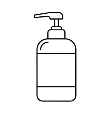 Beyaz arkaplanda siyah yassı antiseptik dezenfektan simgesi.