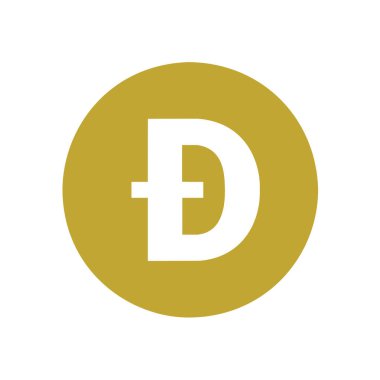 DogeCoin düz simgesi beyaz arkaplanda izole edildi.