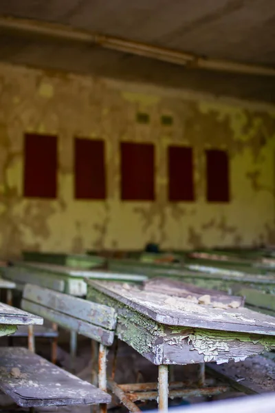 Ruinas Aula Una Escuela Zona Chernobyl —  Fotos de Stock