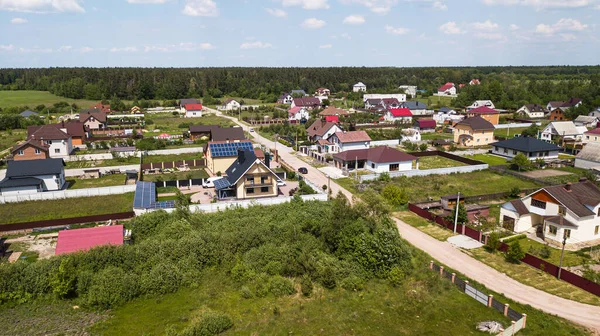 Letecký Pohled Vesnici Ukrajině Domy Venkovskými Silnicemi Royalty Free Stock Obrázky