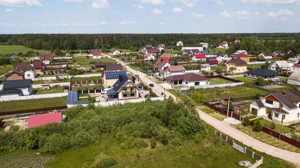 Aerial View Village Ukraine Houses Country Roads 免版税图库图片