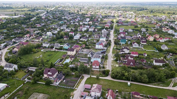 Vue Aérienne Village Ukraine Avec Maisons Routes Campagne — Photo
