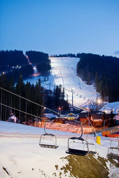 Bukovel 的滑雪胜地。乌克兰 图库图片