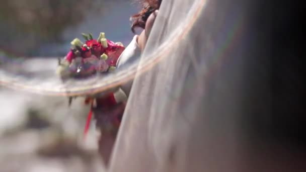 Bride with flowers — Stock Video