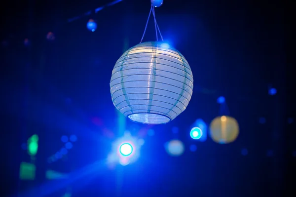 Blue paper lantern outdoor party — Stock Photo, Image