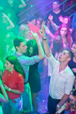 Zhytomyr, UKRAINE - August 25, 2015: Young people dancing at party
