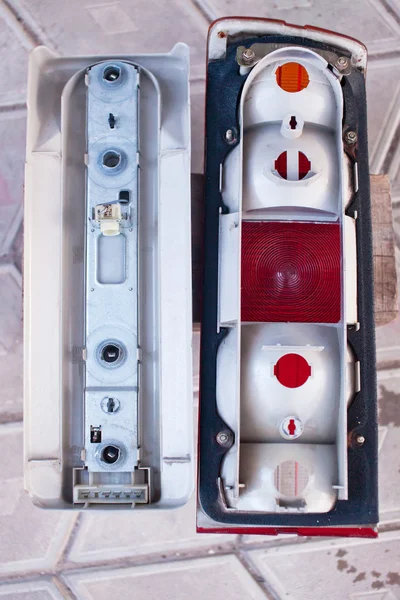 Older disassembled rear car lights — Stock Photo, Image