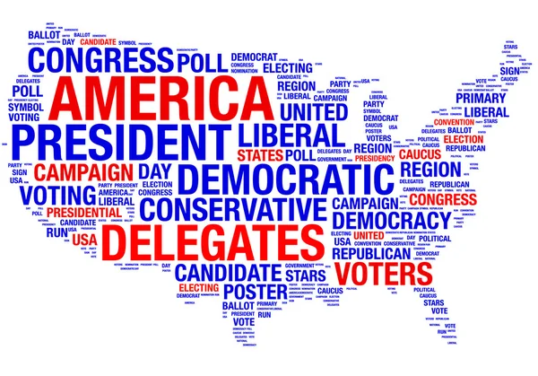 U.S.A.silhouette carte élections vectoriel tag cloud — Image vectorielle