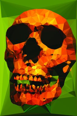 vektör görüntü arka planı yeşil üçgenler yapılmış bir geometrik kafatası