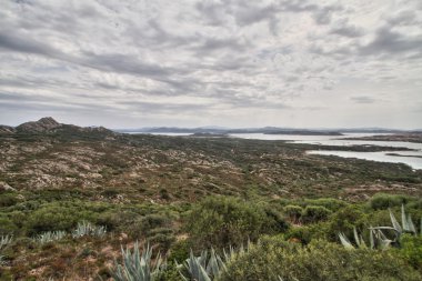 Caprera Island günbatımı, Sardunya, İtalya