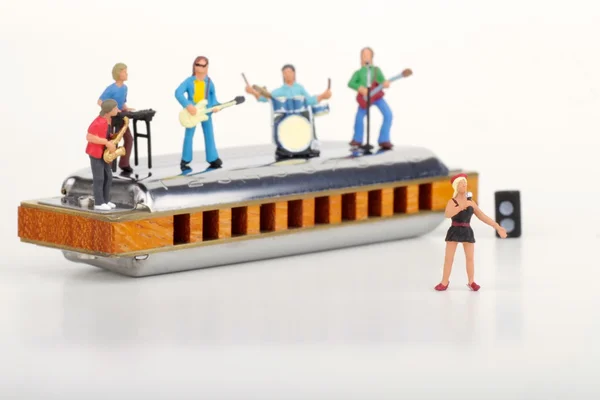 A rock zenekar a nagy harmonika teljesítő miniatűr — Stock Fotó