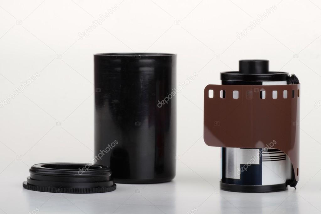 Photographic film roll on a white background