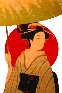 Japon geyşa vektör gerçekçi portresi