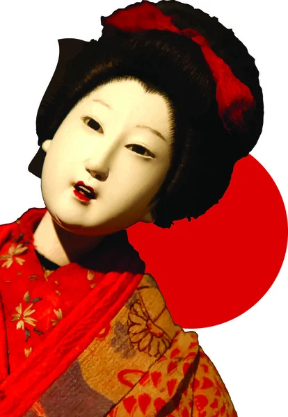 Vector realistic  portrait of a japanese geisha — Stock Vector