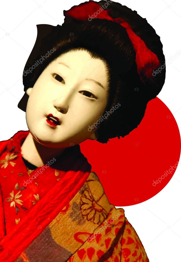 Vector realistic  portrait of a japanese geisha