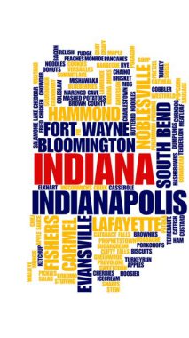 Indiana Eyaleti Şekillendirilmiş Animasyon Bulutları Şehirler, Doğa, Kültür ve Yerel Miras