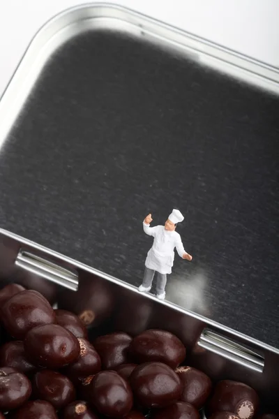 Шеф-повар на коробке из-под шоколада - миниатюра — стоковое фото