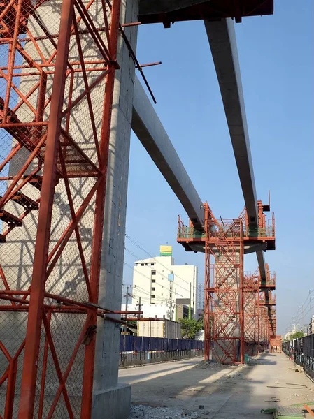 Monorail Construction Site Suburban Road Samutprakan Thailand — Stockfoto