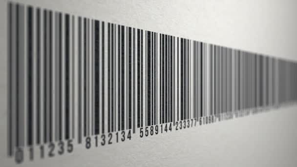 Animation of barcode on paper texture — Stock Video