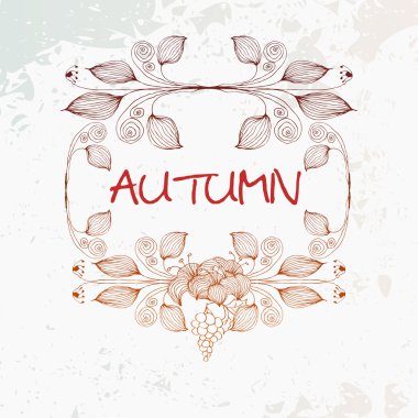 Vektör vintage sonbahar yaprakları ve arka plan çiçek