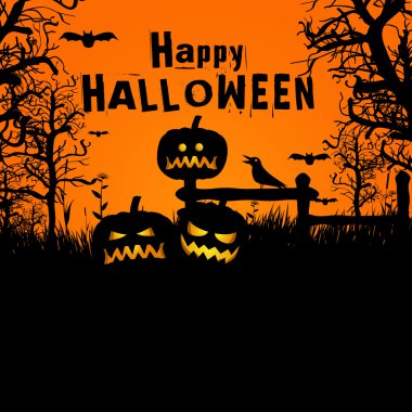 Cadılar Bayramı balkabağı fener kötü adam ürkütücü bahçesinde vektör