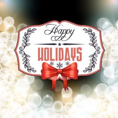 Vektör tatil etiket parlak zemin üzerine şerit ve yayla