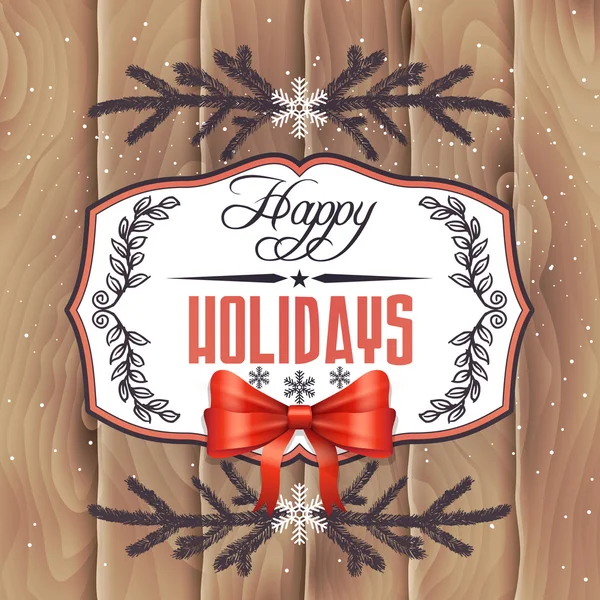 Vector holiday card on wood background — Stock Vector