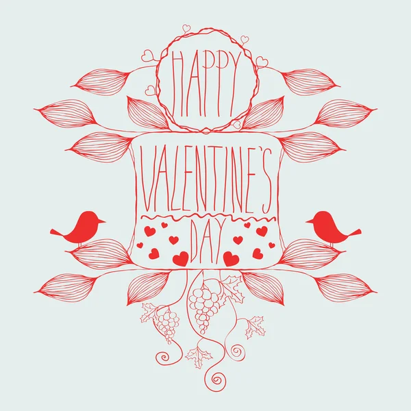 Illustrazione di San Valentino carina vettoriale con uccelli — Vettoriale Stock