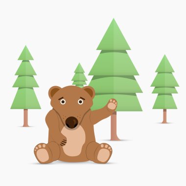 Sevimli ayı çam ormanı ağaç