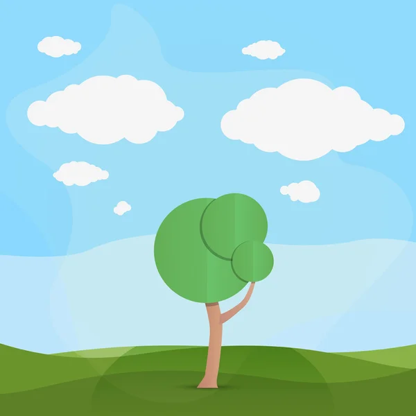 Vector lindo árbol en el campo — Vector de stock