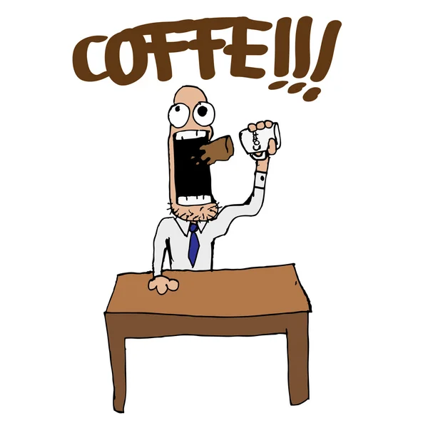 Vector Divertido café rabia caricatura hombre ilustración — Vector de stock