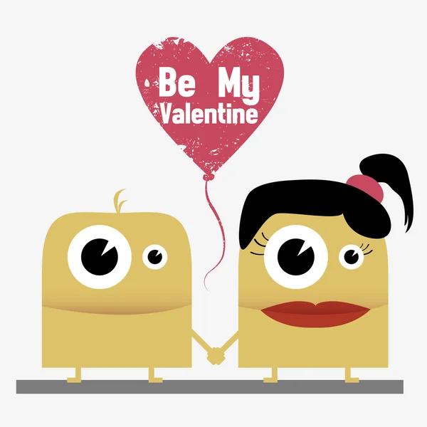 Funny Cute Vector Cartoon Couple in Love — Stock Vector