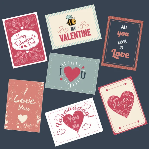 Aftelkalender voor Valentijnsdag set van kaarten — Stockvector