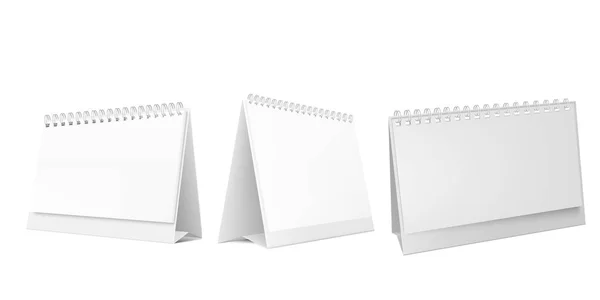 Conjunto vertical e horizontal calendário de papel realista em branco. Calendários de diferentes tamanhos. Branco mesa de papel em branco calendário espiral no fundo branco. Calendário em branco ilustração vetorial 3d —  Vetores de Stock