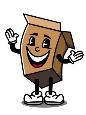 illustration of a happy cardboard box
