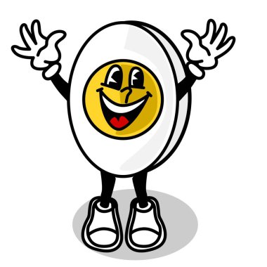 Haşlanmış komik bir yumurta tasviri.