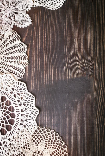 Fond vintage avec dentelle blanche au crochet — Photo