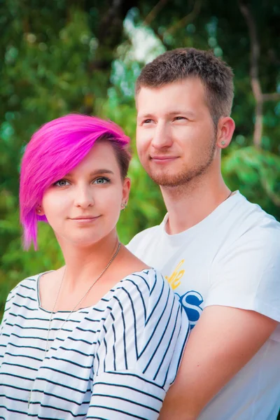 Close up of a young couple hugging — Stock Photo, Image