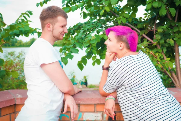 Close up of a young couple hugging — Stock Photo, Image