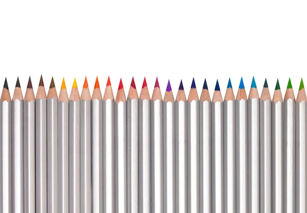 彩色铅笔，孤立的白色衬底上的线 — 图库照片