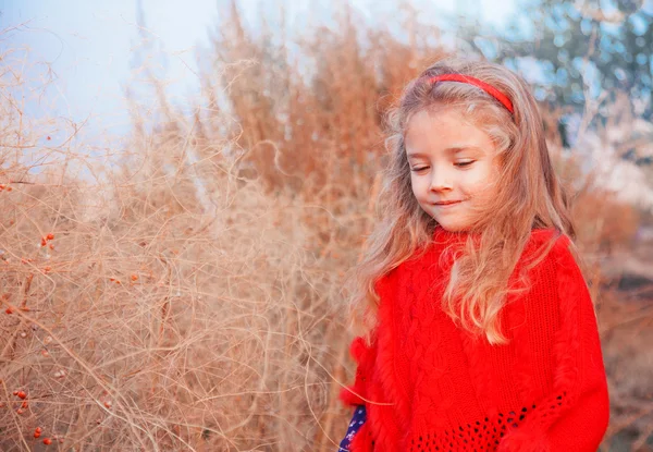 Chica en un poncho rojo — Foto de Stock