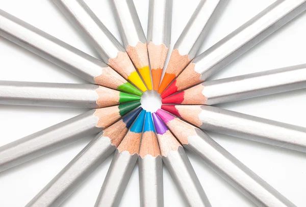 Graphite colored pencils lined circle — Stock Photo, Image