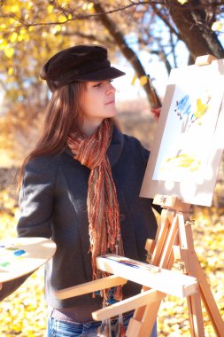 Kağıt el skeçler palette ile kız