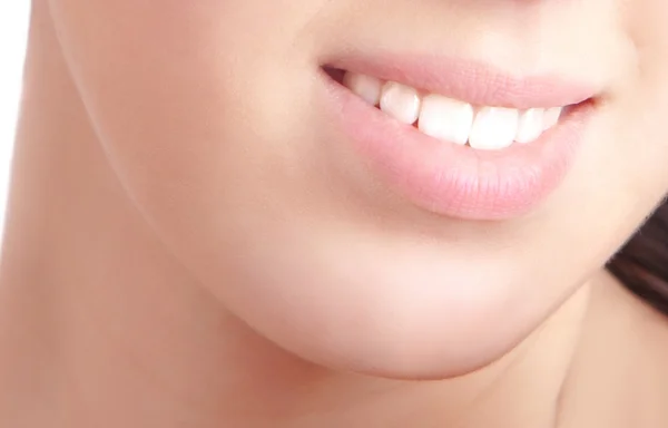 Υγιή γυναικεία δόντια και χαμόγελο — Φωτογραφία Αρχείου