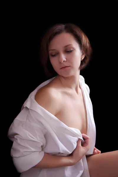 Young woman in a white shirt — Stock Photo, Image